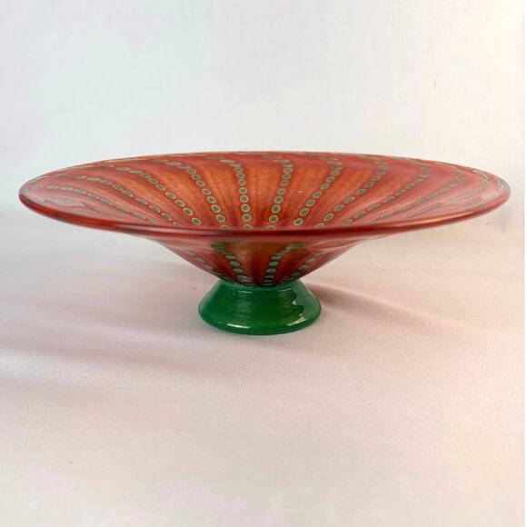 SIGNED JAN ERIK RITZMAN AND SVEN-AKE CARLSSON TRANSJO HYTTA GLASS FOOTED BOWL